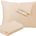 100% Egyptian Cotton Toddler Pillowcases Set of 2, 400 Thread Count Sateen Weave Small Pillow Protectors, Super Soft Breathable Zippered Pillow Covers 13x18 Inches (Beige, Toddler)