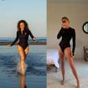 KMT Wetsuit for Women, Womens Long Sleeve Shorty Wet Suits 2mm Front Zipper Springsuit Surfing Surf-wear Diving Swimming Scuba One Piece, Size 