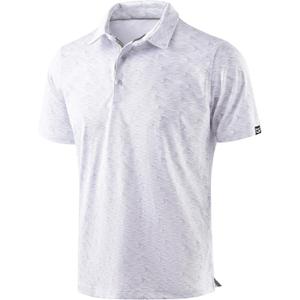Men's Golf Shirt Short Sleeve Dry Fit Polo Moisture Wicking Print Collared Golf Shirts for Men Casual Lightweight (White, L)