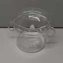 Glass Simmer Pot Cooking Set for Stove, 1.9L/64 oz Potpourri Cooking Saucepan with Cover Strainer Silicone Hot Pad Sponge Bottle Brush Silicone Ladle for Pasta, Soup, Milk (Clear)