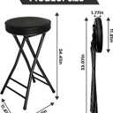 Gluck Plants Folding Stool,24 Inch Foldable Portable Collapsible Height Bar Stool Chair,Adult Tall Leather Padded Chair for Kitchen Living Room Garden Camping Fishing