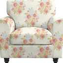 FUANGUI 2 Piece Chair Covers Stretch Arm Covers Chair Couch Covers, Armchair Slipcover with Separate Chair Cushion Cover, Floral Washable Chair Protector for Living Room (Armchair, Rose Pattern)