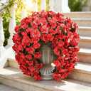 Ivydale Hibiscus Artificial Fake Hanging Flowers Plants for Outdoor Spring Decoration, 2PCS UV Resistant Faux Hibiscus Silk Flowers Realistic Look Real for Planters Outside Porch Patio Yard, Red