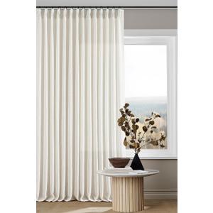 Extra Long Pinch Pleated 132 Inch Linen Curtains 2 Panels Set for High Ceiling Living Room Bedroom Memory Shaped Semi Sheer Pleat Drapes with Hooks Rings Light Filtering Natural Window Curtain 40x132