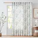 jinchan Linen Floral Curtains Extra Wide for Patio Sliding Glass Door Room Divider Curtain for Living Room 84 Inch Length Farmhouse Peony Blue Printed Curtain Set 1 Panel