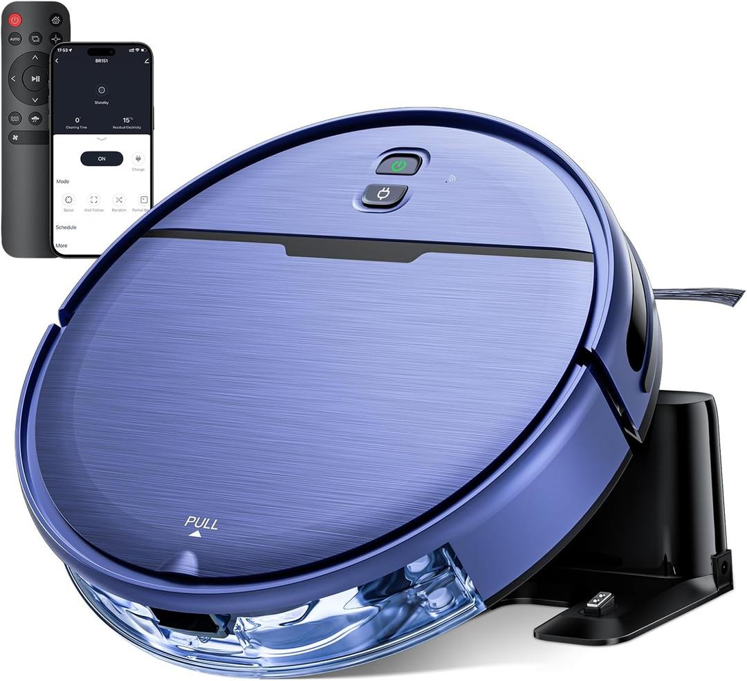 Robot Vacuum and Mop Combo, 2 in 1 Robotic Vacuums Cleaner with WiFi/App, Robot Vacuum with Water Tank, Strong Suction, Schedule, Self-Charging, Quiet, for Hard Floor, Pet Hair, Low Pile Carpet (Dragonfly-blue)
