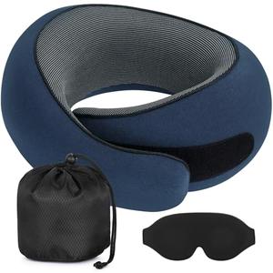 UNICOKA Travel Pillows for Airplanes, Memory Foam Travel Neck Pillow Airplane with Eye Mask, Compact and Ergonomic Design Neck Pillow for Travel, Car Rides, Offices, and Home Use