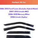 KPY Rain Guards Fit for 2006-2012 Ford Fusion (Excludes Hybrid Model), Out-Channel Window Visors Vent Deflector, Car Accessories for 2007-2013 Lincoln MKZ, 2006-2010 Mercury Milan, 2006 Lincoln Zephyr