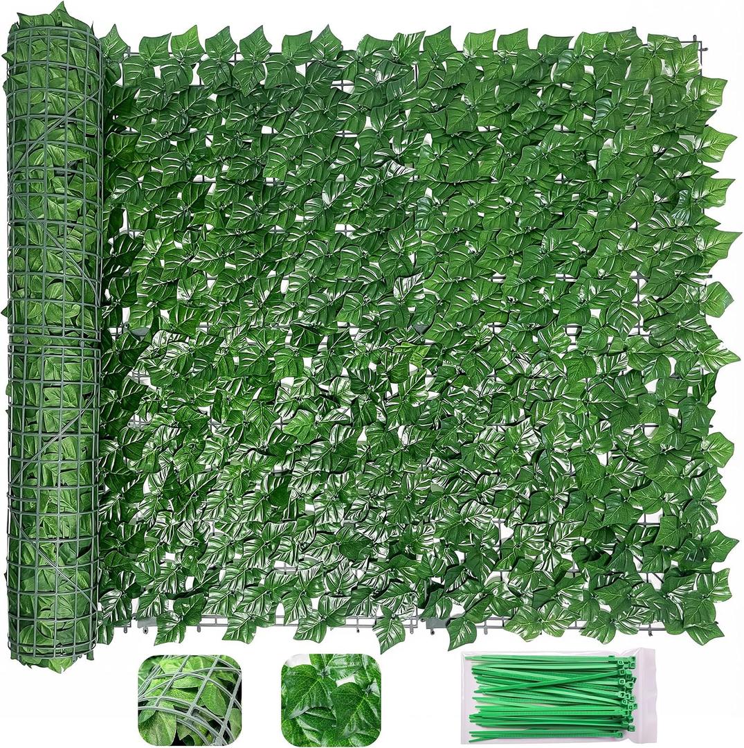 Bybeton Artificial Ivy Privacy Fence Screen - 40" X 120" UV-Anti Fake Leaves Vines - Patio Balcony Privacy, Garden, Backyard Greenery Wall Decor