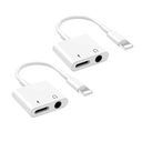 6 Pack Apple MFi Certified Lightning to 3.5mm Headphone Jack Adapter for iPhone Dongle 2 in 1 Charger and Aux Audio Splitter Adapter Compatible with iPhone 14 13 12 11 XS XR 8 White