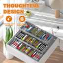 3 Tier Drawer Organizer - Expandable Junk Drawer Organizers Smart Office Supply Organizer, Folding Drawer Storage Multi-level Desk Organizer for Makeup,Jewelry,Cosmetics,Kitchen Storage (1 Row 3 Tier) (Grey)