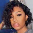 WIGER Short Lace Front Wigs Human Hair for Women Short Curly Bob Wig Black Wavy Lace Wig Black Pixie Cut Wig Brazilian Virgin Human Hair Curly Wigs 180% Density Side Part