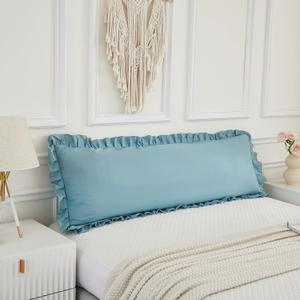 Dusty Blue Body Pillow Cover 20x54inches Long Pillowcase Ruffled Fringe Decor Sham Cute Pillowcase (1 Body)