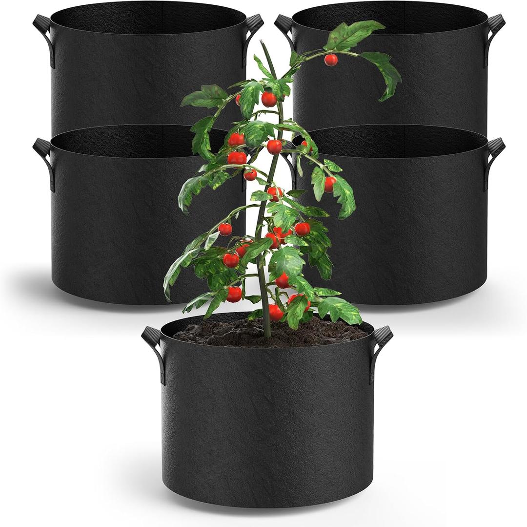 5-Pack Grow Bags 30 Gallon Thickened Plant Grow Bags Multi-Purpose Nonwoven Fabric Pots with Durable Handles, Outdoor Garden Plant Pots for Fruits Vegetables Flowers Herb Bonsai Plants, Black 5-Pack Grow Bags 30 Gallon Thickened Plant Grow Bags Multi-Purpose Nonwoven Fabric Pots with Durable Handles, Outdoor Garden Plant Pots for Fruits Vegetables Flowers Herb Bonsai Plants, Black