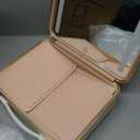 Kalolary Travel Makeup Train Cases with Lighted Mirror 3 Color Setting, Makeup Bag Cosmetic Case Organizer Adjustable Brightness Portable Makeup Storage Box For Makeup Brushes Accessories Tools,White