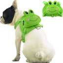 IDOMIK Dog Backpack Harness, No-Pull Dog Backpack with D-Ring for Small Medium Dogs, Cute Self Carrier Backpack for Dogs to Wear, Adjustable Dog Harness Backpack for Traveling Camping Hiking, Frog, S