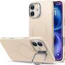ESR for iPhone 16 Case, Silicone Case with Stand, Compatible with, Military-Grade Protection, Built-in Camera Stash Stand, Magnetic Phone Case for iPhone 16, Cloud Series, Light Tan