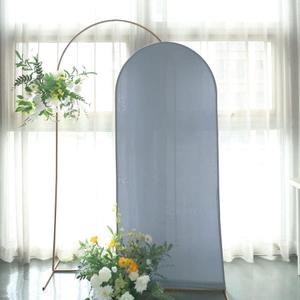Tableclothsfactory 7ft Dusty Blue Spandex Fit Round Top Backdrop Frame Stand Cover, 2-Sided Wedding Arch Cover