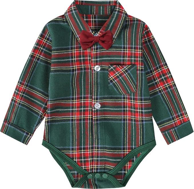 Infant Baby Boys Dress Shirt Bodysuit Gentleman Formal Wedding Long Sleeve Rompers, 60