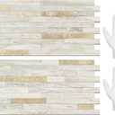 STICKGOO 20 Sheets Peel and Stick Backsplash Tile, Stick on Backsplash for Kitchen and Bathroom, Sunny Beige Look PVC Mixed Metal Gold Self Adhesive Wall Tiles