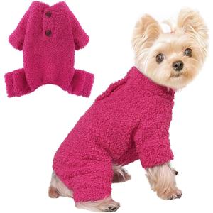 Dog Sweaters for Small Dogs Winter Dog Pajamas Sized Dogs Boy Girl Fleece Pet Clothes Puppy Outfit 4 Legs Jumpsuits for Chihuahua Yorkie Cat Apparel (Rose, X-Small)