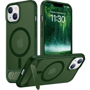 Temdan Magnetic Compatible with iPhone 14 Case/iPhone 13 Case,[Built-in Invisible Kickstand][Compatible with MagSafe][Military Grade Shockproof] Slim Translucent Matte Phone Case for iPhone 14/13 6.1"