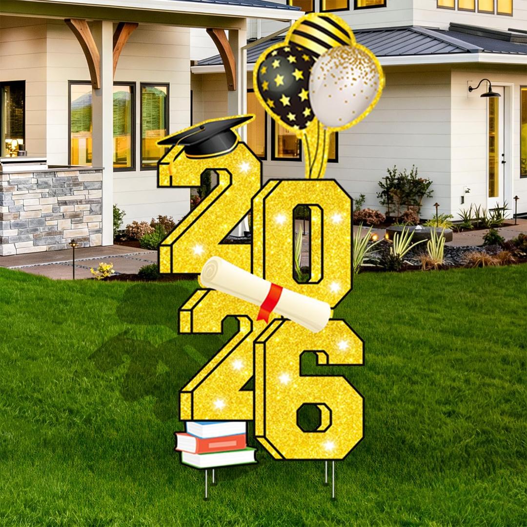 2026 Graduation Decorations - 3.5FT Large Class 2026 Graduation Yard Sign Yard Decorations Congrats Graduation Lawn Signs 2026 Grad Yard Signs with Stakes for Outdoor Indoor Congrats Graduation Party Decoration Supplies