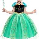 Princess Anna Costume Dress up Accessories for Girls Anna Cosplay Accessories Christmas Gifts Set Gloves Tiara Crown Necklace Wand Earrings Ring Princess Accessories, 3-10 Years Old