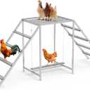 Chicken Perch for Coop with Swing Set and Ladder,Chicken Toys for Pet's Health & Happy,Gray