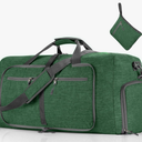 Dimayar 65L Travel Duffle Bag for Men Women - Foldable Duffel Bag with Shoes Compartment - Overnight Bags Waterproof & Tear Resistant(Forest Green)