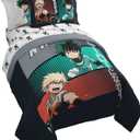 Jay Franco Kids Comforter Set Includes Sheets and Pillow Covers - Soft and Cozy Bed Set for Stylish Room Decor, Black - My Hero Academia, 5 Piece Twin Size Bedding