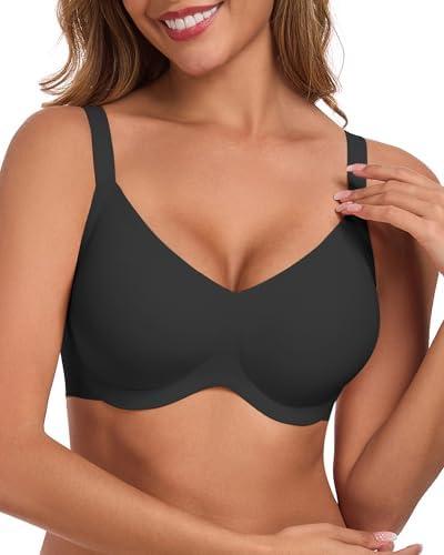 Seamless Bras for Women No Underwire Push Up Bralettes Full Coverage, Black, Size: S
