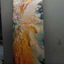 AIYISU Abstract Orange Wall Art Colorful White Orange Fluid Splash Canvas Painting Modern Abstract Colorful Art Prints for Living Room Bedroom Contemporary Artwork Office Home Decorations 14x48