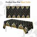 4 x Accevo Graduation Decorations 2026, 108" X 54" Graduation Tablecloth, Black Gold Rectangle Class of 2026 Table Cloths, Disposable Plastic Congrats Grad Tablecover for Grad Party Supplies, 2 Pack