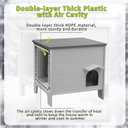 Deblue Outdoor Cat House Weatherpoof Large Plastic Cats Houses with Escape Door Indoor Waterproof Feral/Pet Cat Shelter Outside for Multiple Cats (Grey)