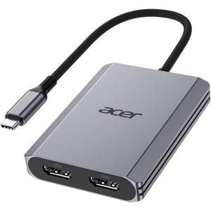 Acer USB C to Dual HDMI Adapter 4K@60Hz, 4-in-1 HDMI Splitter for Dual Monitors with 100W PD, USB 3.0, Docking Station Dual Monitor Compatible with Acer, MacBook Air/Pro, Dell XPS, HP, etc