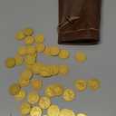 50 PCS DND Fantasy Metal Gold Coins & Leather Pouch for Dungeons & Dragons Novelty Tabletop RPG Board Games Tokens Treasure Coins for Party Tablelap Games Accessories Addons Medieval Game