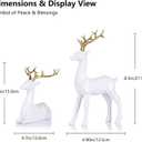 LCCCK 2PCS Christmas Reindeer Figurines, Resin Small Deer Statue for Christmas Indoor Decor, Home Holiday Centerpiece, Shelf Mantle Table Top Kitchen Decorations, Navidad Decoracin