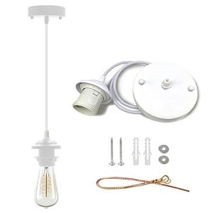 VTYXCTIGJ Industrial Mini Pendant Light Kit, Edison Retro Pendant, UL E26 Lamp Socket Vintage Pendant Light Cord, Mini Ceiling Hanging Light Fixtures, Adjustable Hanging Light Kit for Kitchen (White)