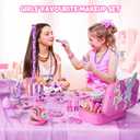 Beayuck Kids Makeup Kit for Girls - Girls Makeup Kit Toys, Real Washable Cosmetic Set with Storage Case, Kids Play Makeup Set for Christmas Birthday Gift 3 4 5 6 8 10 11 12+ Years Old, Pink