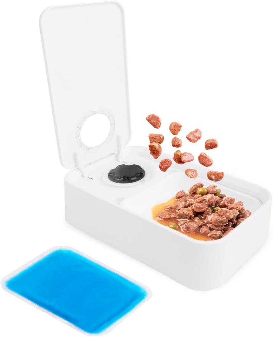 ALL FOR PAWS Timed Dog Feeder with Ice Pack  1 Meal | Automatic Pet Food Dispenser | Portion Control | Keep Fresh | Ideal for All Dog Breeds (1 Meal)