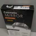 HIEEY 3 Way 360 Trifold Mirror with LED, Height Adjustable Telescoping Hooks,and 5X Magnification for Makeup,Hair Cutting/Styling (White)