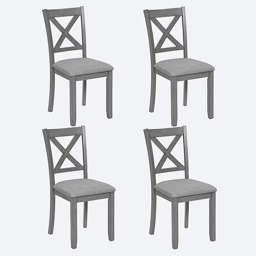 LOVMOR Dining Chairs Only Wooden Dining Chairs Set of 4 Kitchen Chair with Padded Seat Upholstered Side Chair for Dining Room Living Room Gray