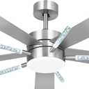 YITAHOME 60 Inch Ceiling Fan with Light and Remote, 5 Blades with Crystal Rod Design, Modern Chandelier Ceiling Fan with Reversible Quiet Motor, Indoor with 3 LED Colors, Nickel