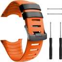 ANCOOL Compatible with Suunto Core Watch Band,Soft TPU Replacement Strap Sport Wristband Metal Clasp for Suunto Core Fitness Smart Watch (Orange)