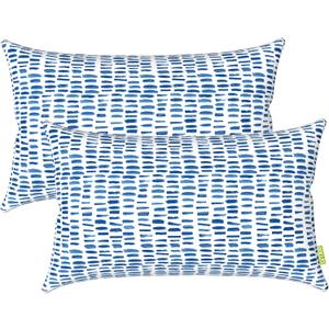 LVTXIII Set of 2 Patio Lumbar Pillows, 12x20 Fade Resistant Outdoor Lumbar Pillow with Inners, Fluffy Decorative Garden Lumbar Cushions for Home Patio Coach Sofa Use, Pebble Blue