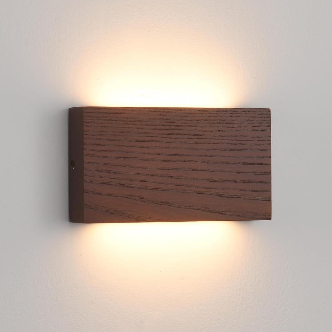 Wood Linear LED Wall Sconce, Dimmable Wall Light, Wood Long Wall Lamp Hallway wall Lights fixtures wall Mounted LightsWarm Light lamp (Walnut)