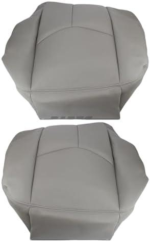 Replacement Parts For 2003-2006 Chevy Silverado Driver Passenger Bottom Leather Seat Cover Gray Mod-GS95-24372, 2 Pieces