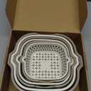 LemonRoad 6 Pcs Drain Colander Bowl Set Fruits and Vegetable Washing Strainer Detachable Double-layer Plastic Kitchen Food Basket, Kitchen Essential Gadgets (White,Grey)