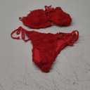 SweatyRocks Women's 3D Floral Halter String Bikini Set Cut Out Backless 2 Piece Swimsuit (Red) S